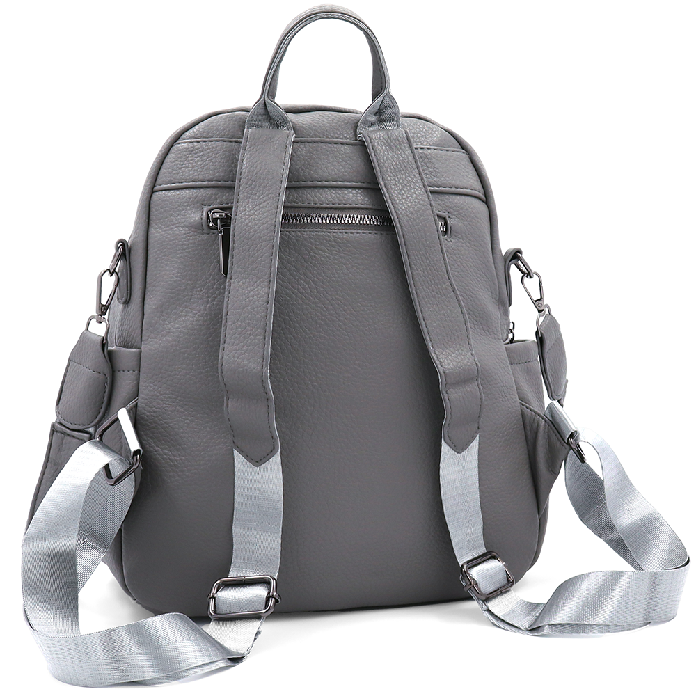 2 az 1-ben – Hátizsák és táska két nagy rekesszel és kulcstartóval – szürke