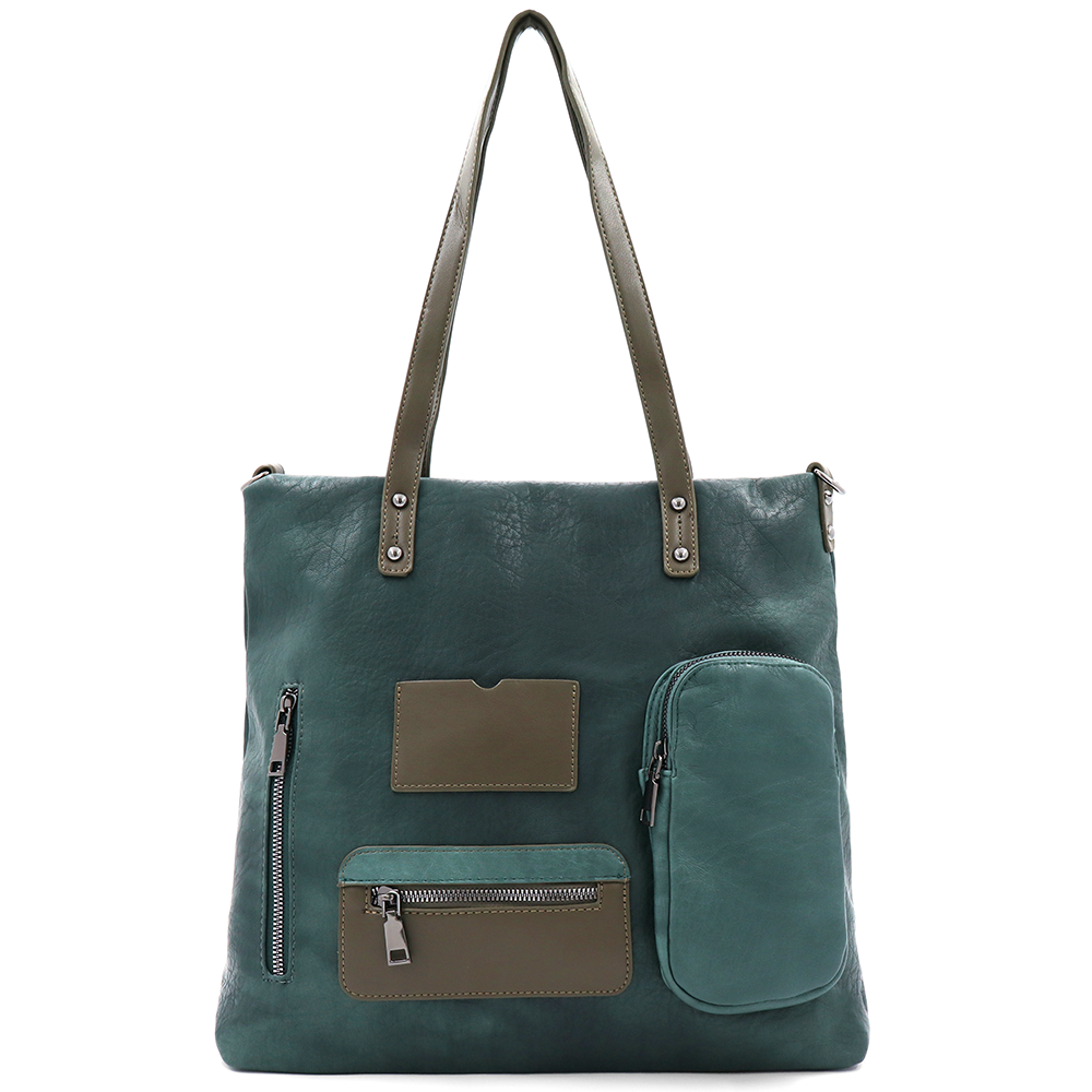 Nagy táska sok zsebbel és kényelmes fogantyúkkal - zöld