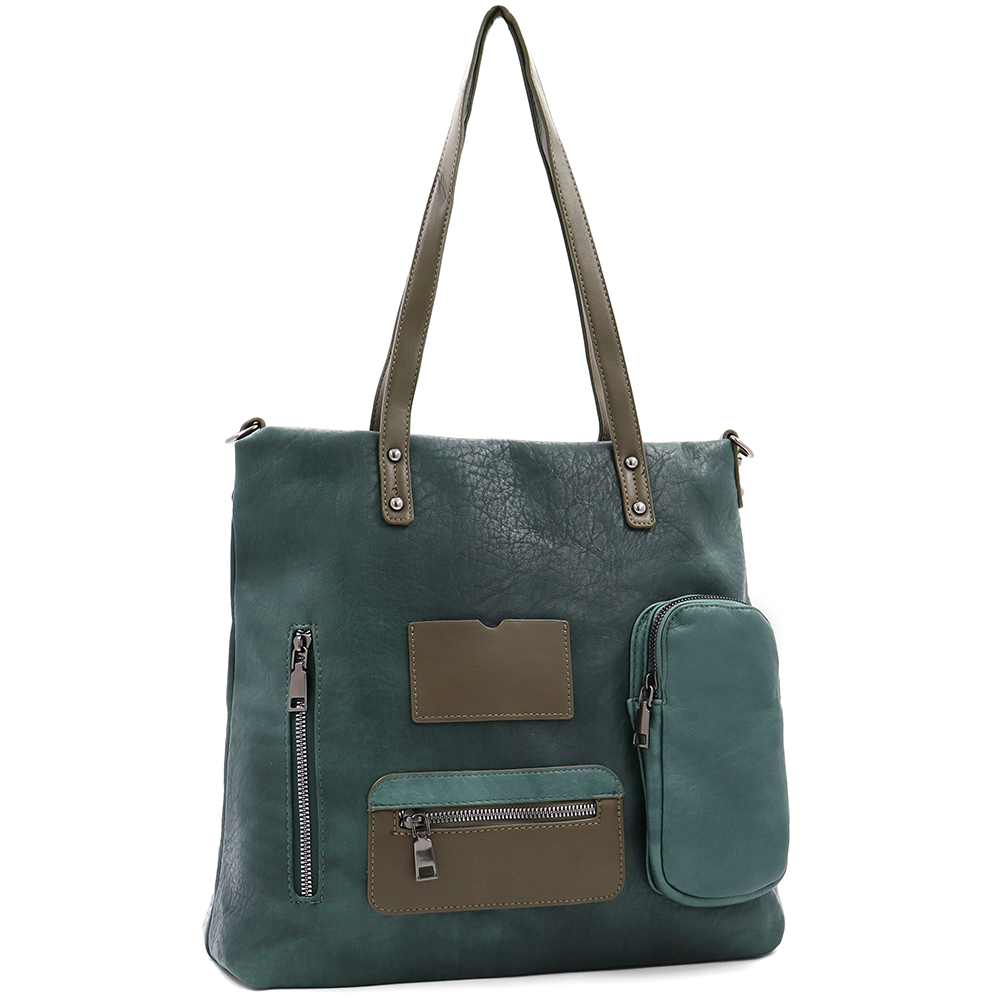 Nagy táska sok zsebbel és kényelmes fogantyúkkal - zöld