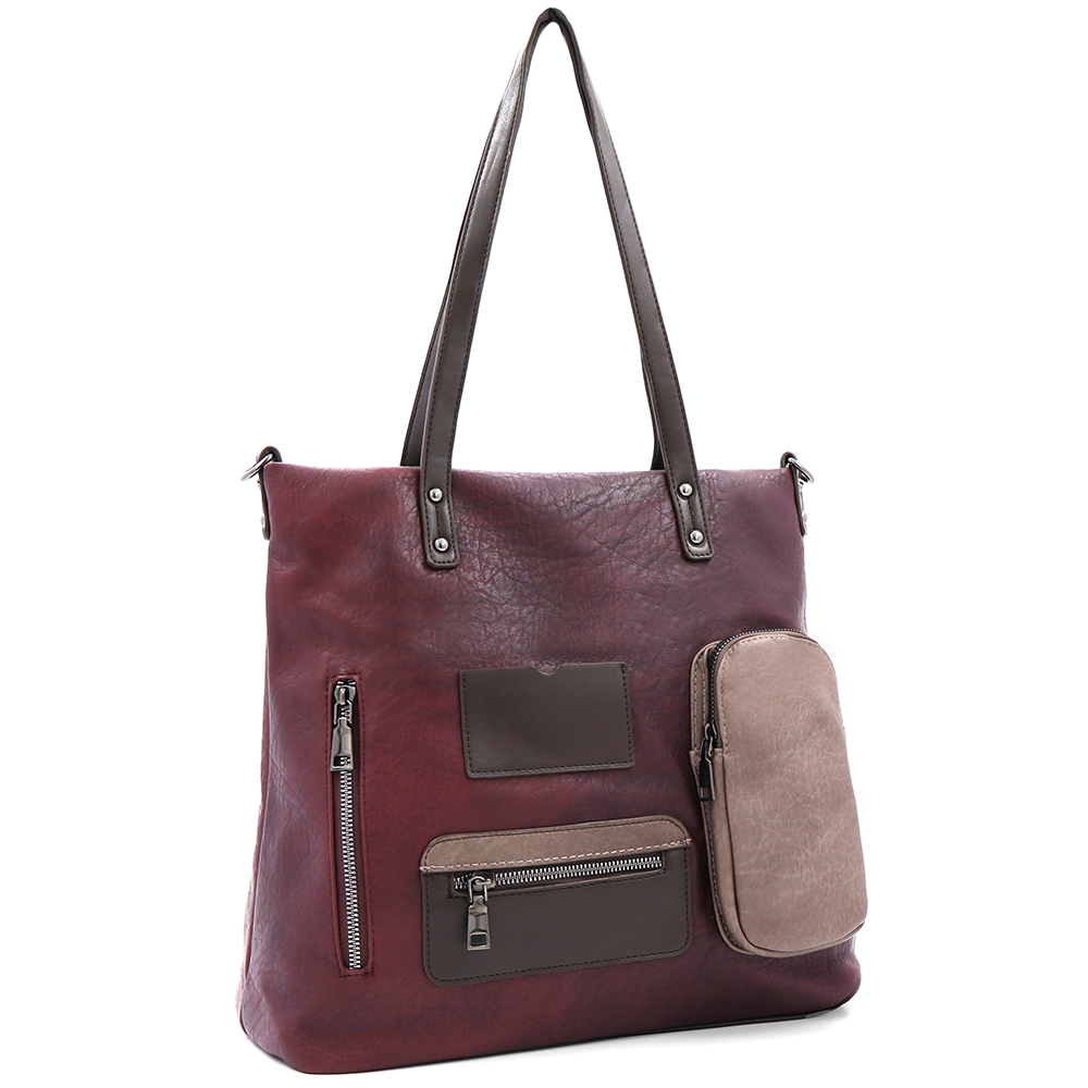 Nagy táska sok zsebbel és kényelmes fogantyúkkal - bordó