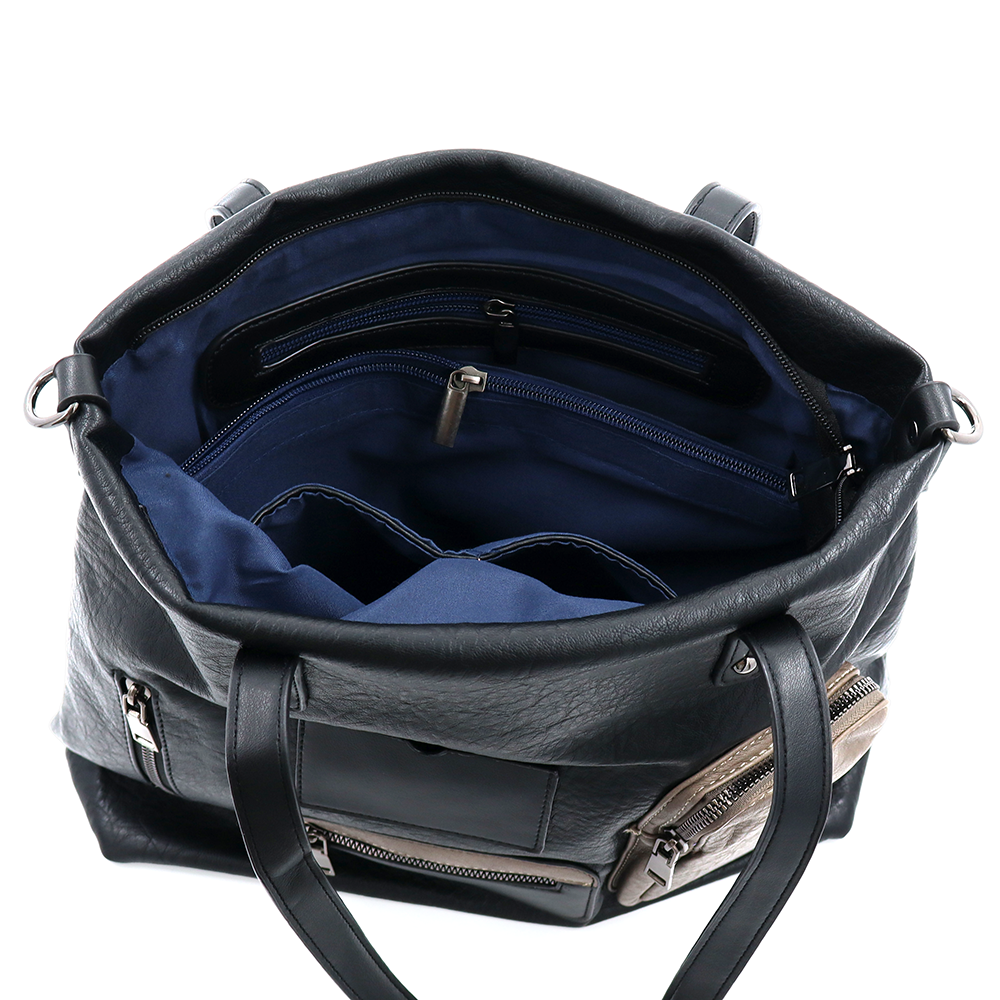 Nagy táska sok zsebbel és kényelmes fogantyúkkal - fekete