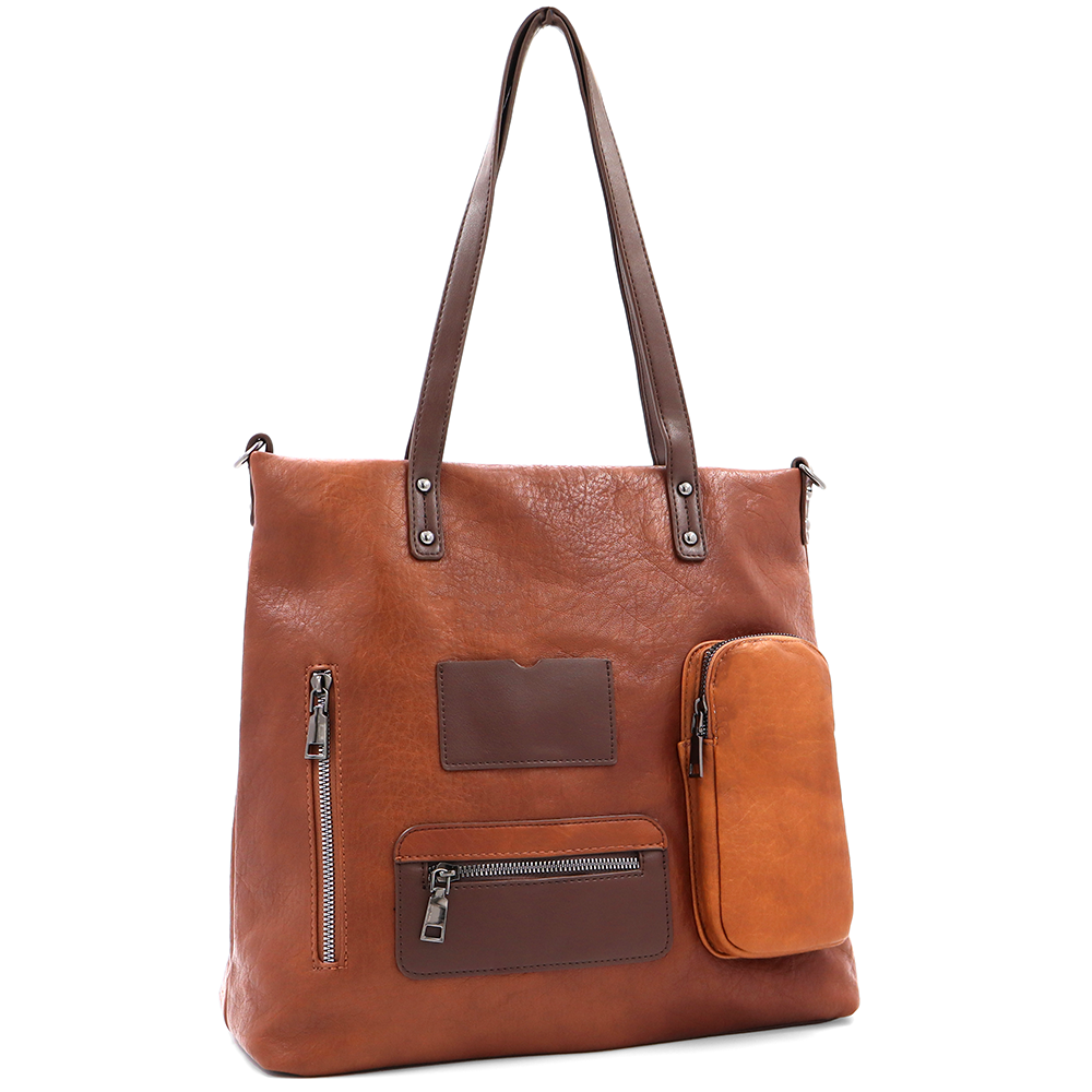 Nagy táska sok zsebbel és kényelmes fogantyúkkal - cserépbarna