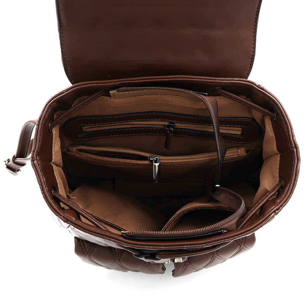 2 az 1-ben - Kapitonált hátizsák és táska Dariya - sötétbarna