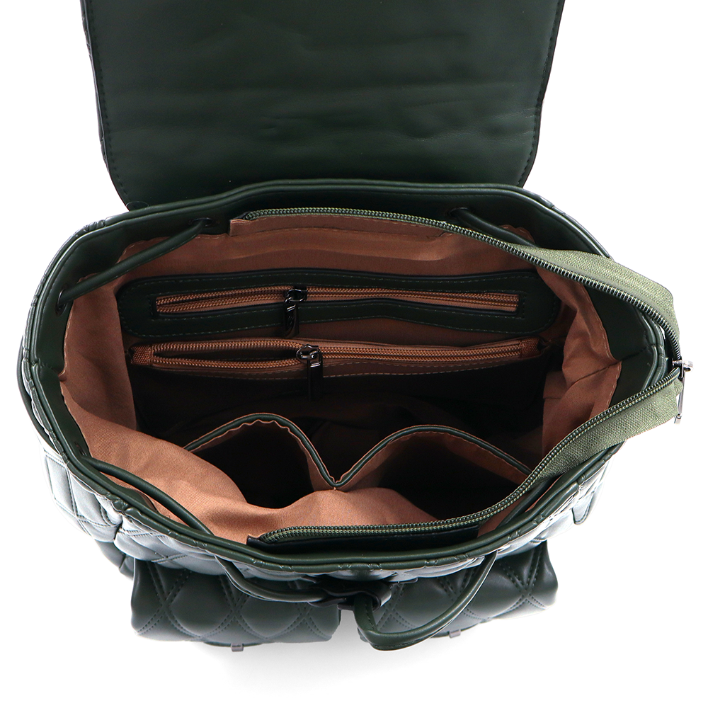 2 az 1-ben - Kapitonált hátizsák és táska Dariya - sötétzöld