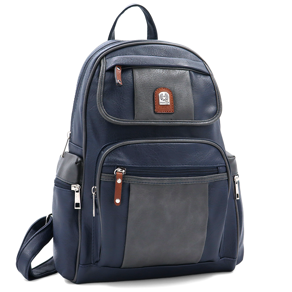 Női hátizsák sok zsebbel – sötétkék