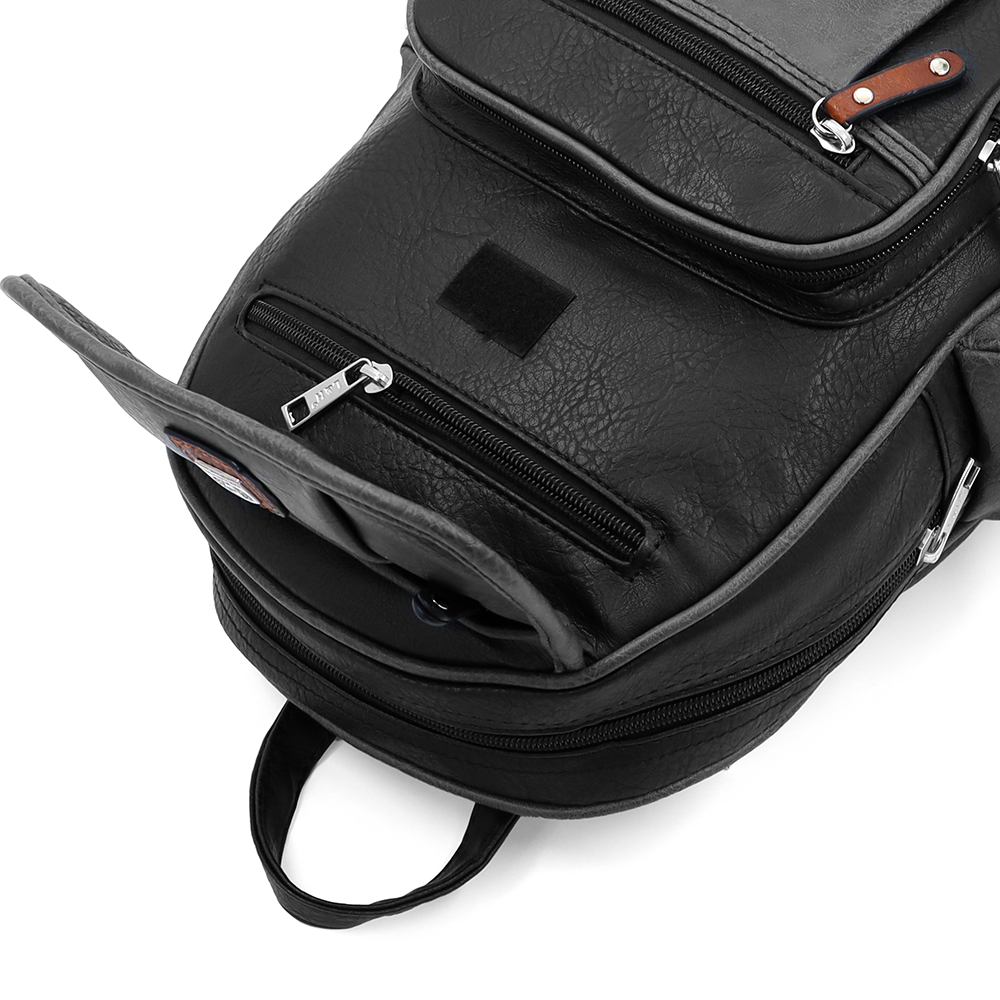 Női hátizsák sok zsebbel – fekete/szürke