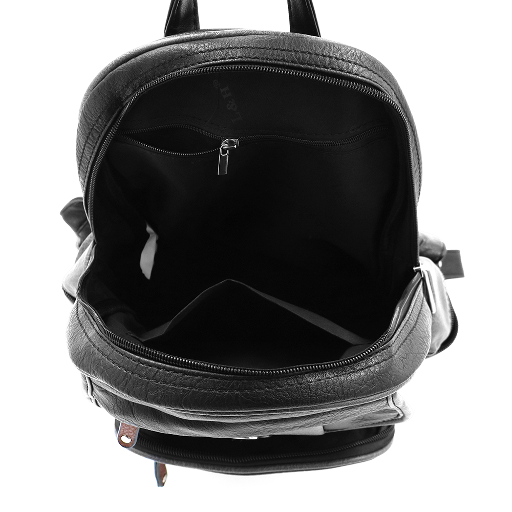 Női hátizsák sok zsebbel – fekete/szürke