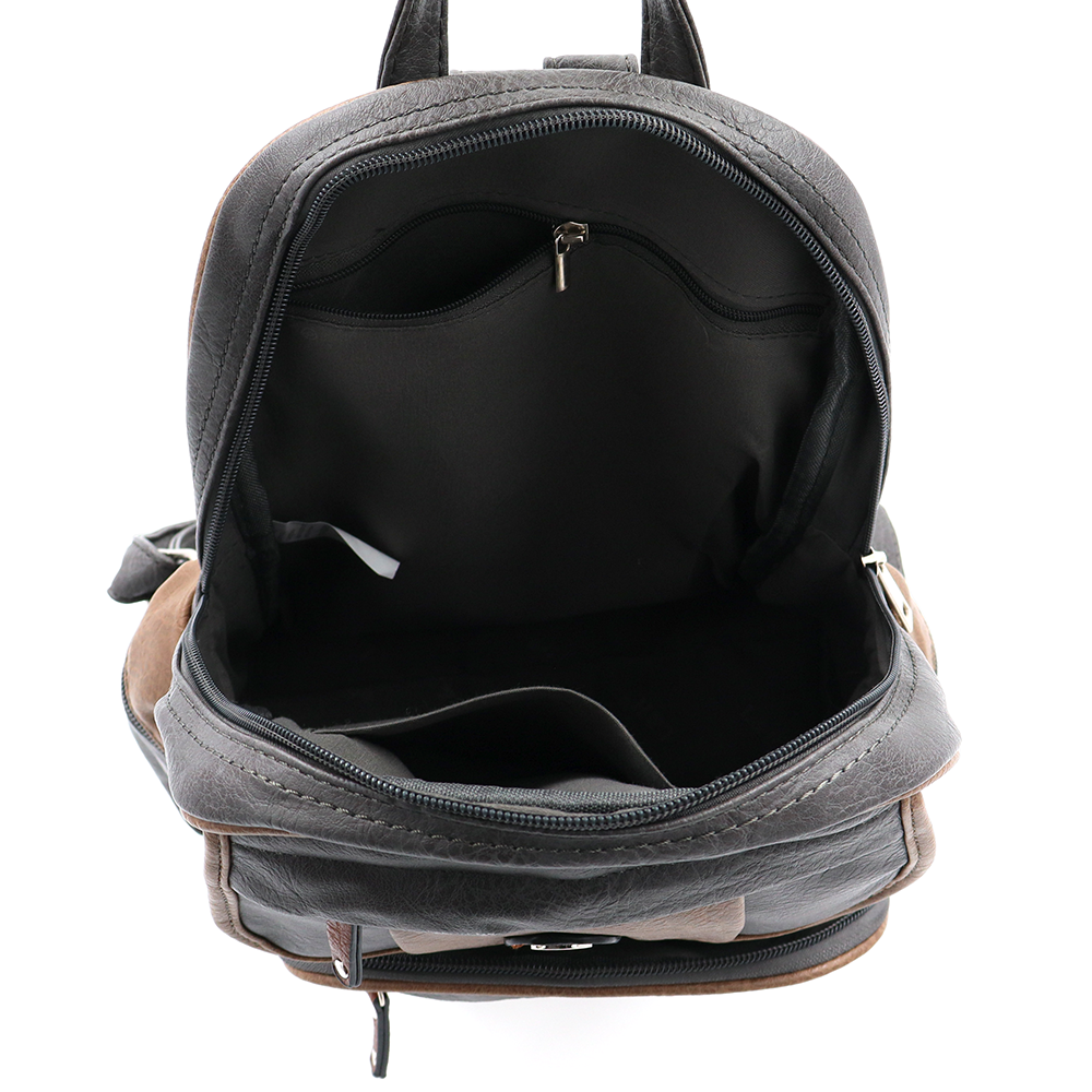 Női hátizsák sok zsebbel – szürke