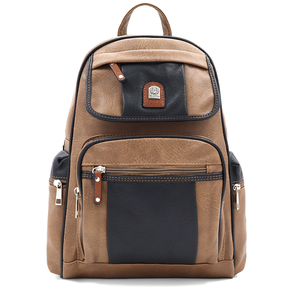 Női hátizsák sok zsebbel – világosbarna