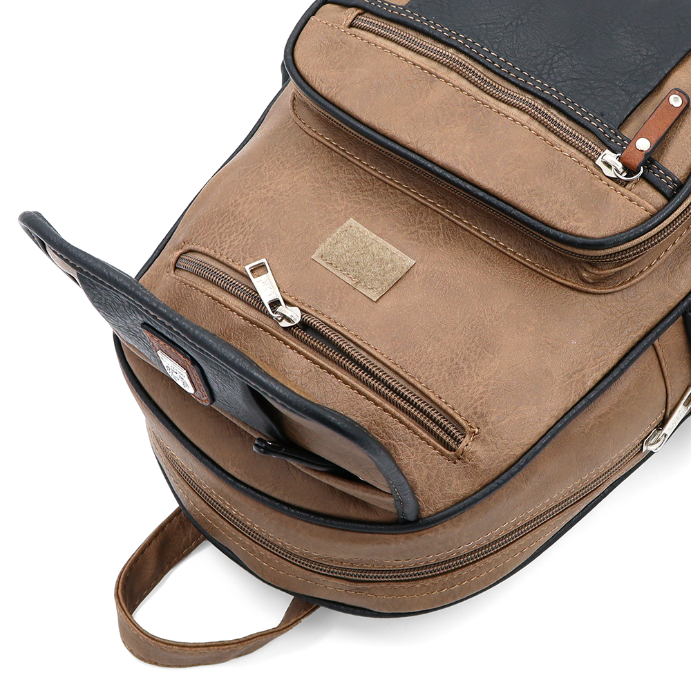 Női hátizsák sok zsebbel – világosbarna