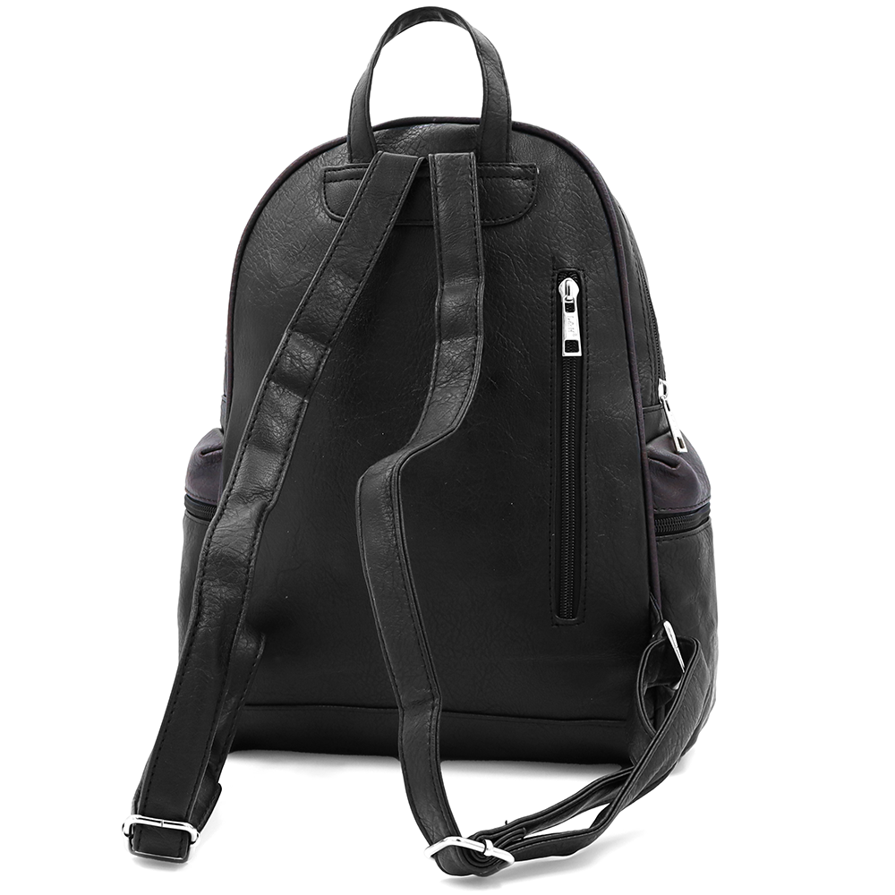 Női hátizsák sok zsebbel – fekete/barna