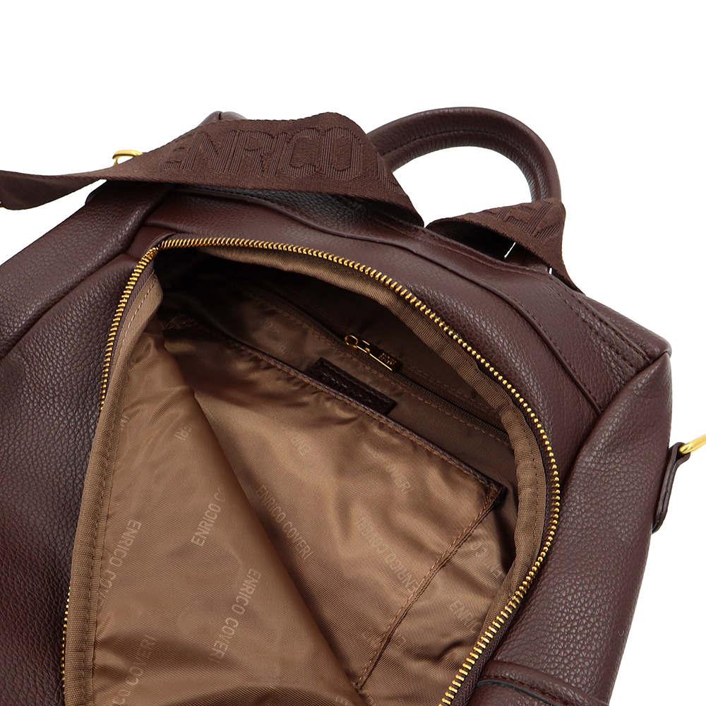 ENRICO COVERI – 2 az 1-ben női hátizsák és táska, titkos záródással és sok zsebbel – barna