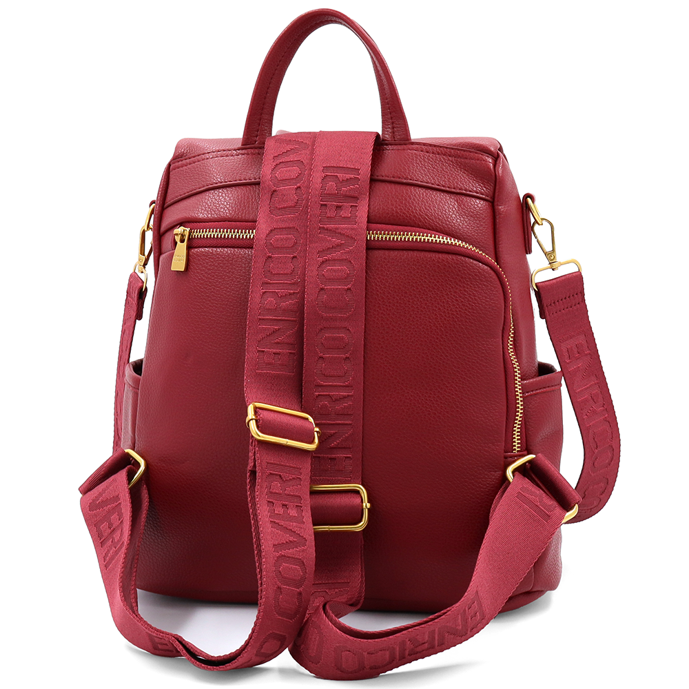 ENRICO COVERI – 2 az 1-ben női hátizsák és táska, titkos záródással és sok zsebbel – piros