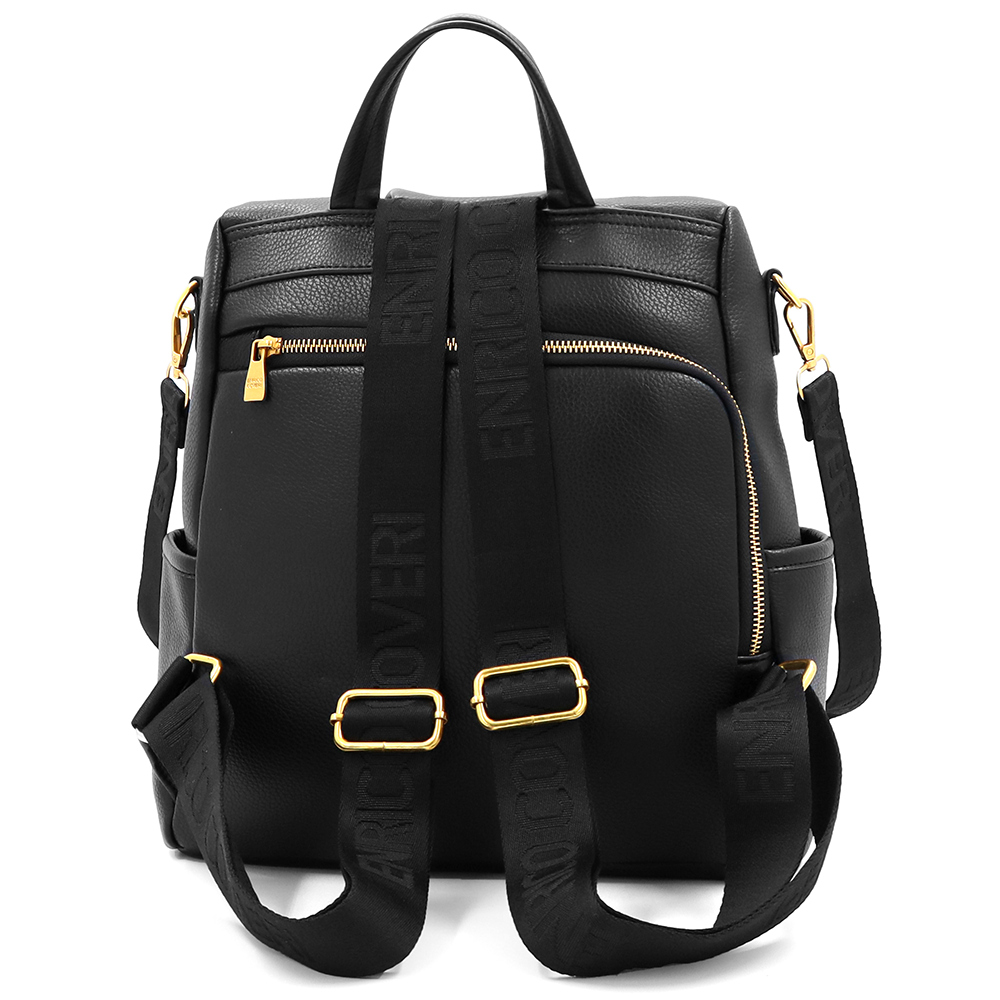 ENRICO COVERI – 2 az 1-ben női hátizsák és táska, titkos záródással és sok zsebbel – fekete