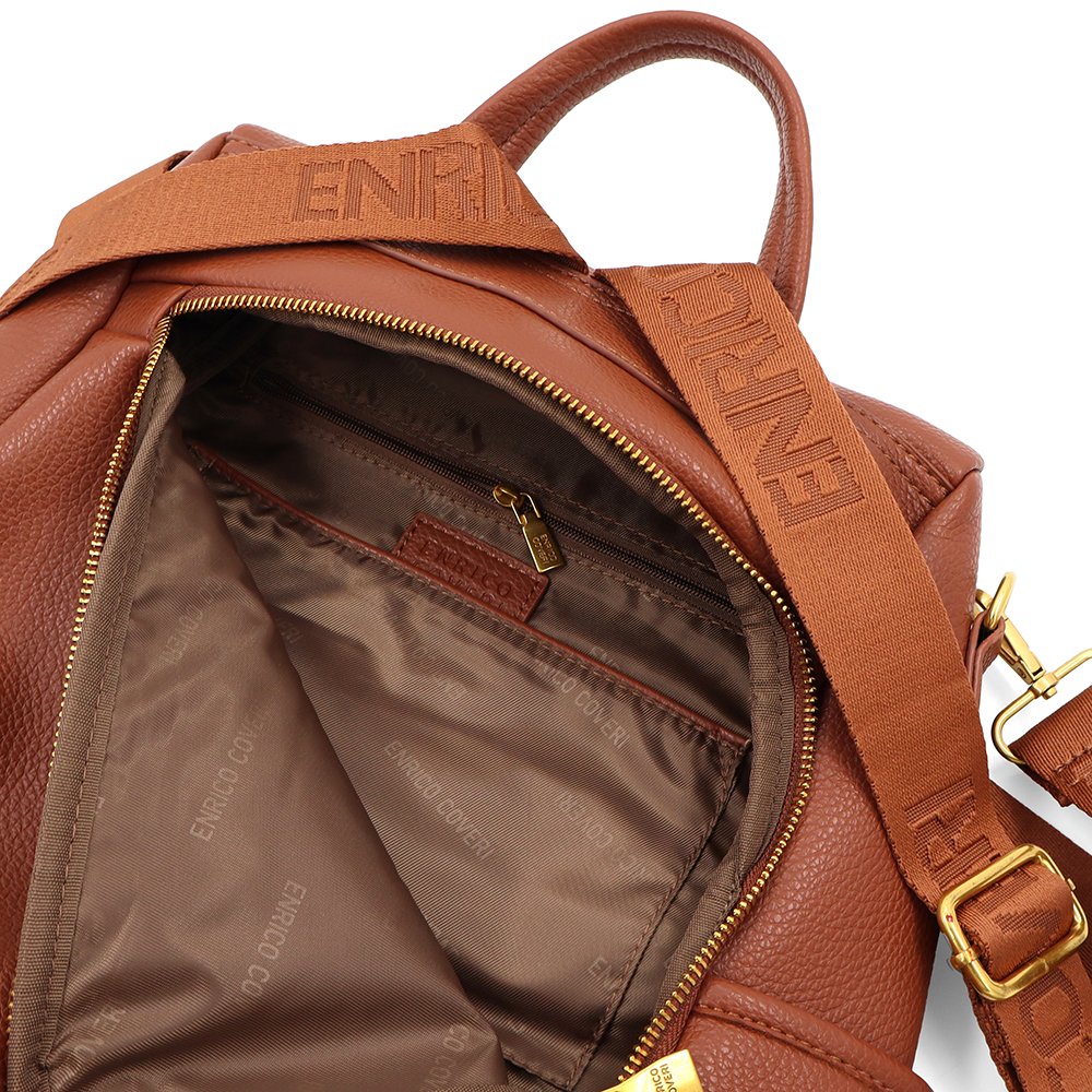 ENRICO COVERI – 2 az 1-ben női hátizsák és táska, titkos záródással és sok zsebbel – téglabarna