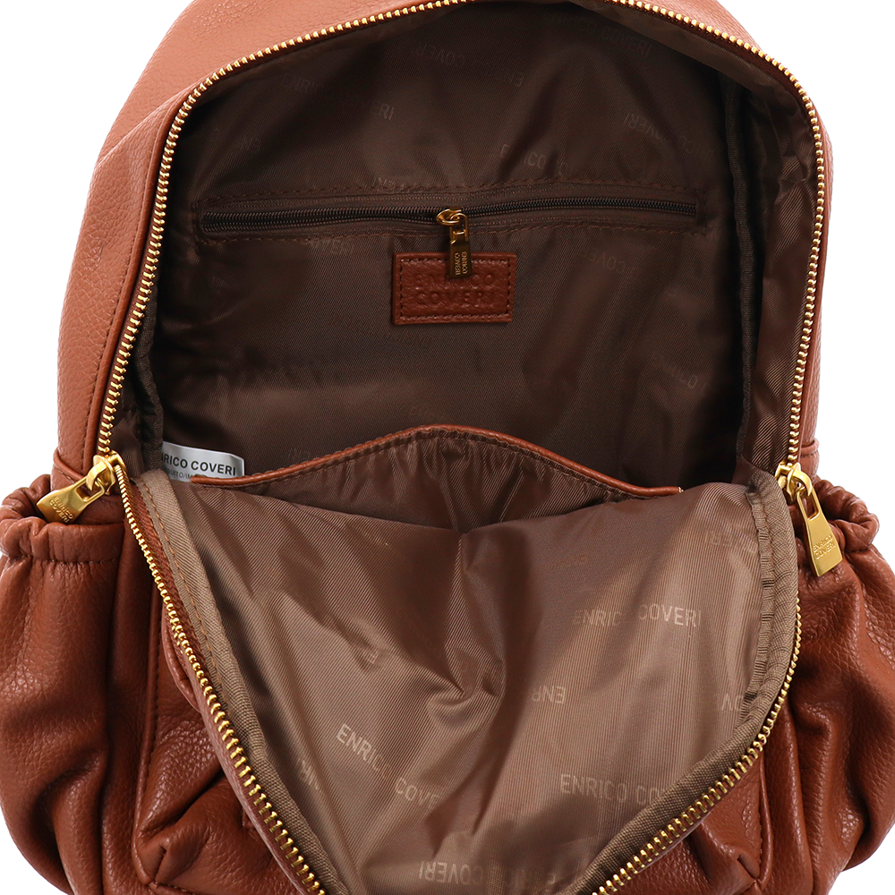 ENRICO COVERI – női hátizsák sok zsebbel – téglabarna