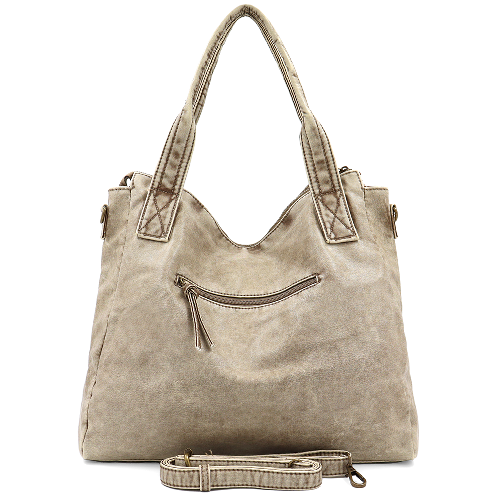 Nagy méretű női táska, vintage hatású – világosbarna