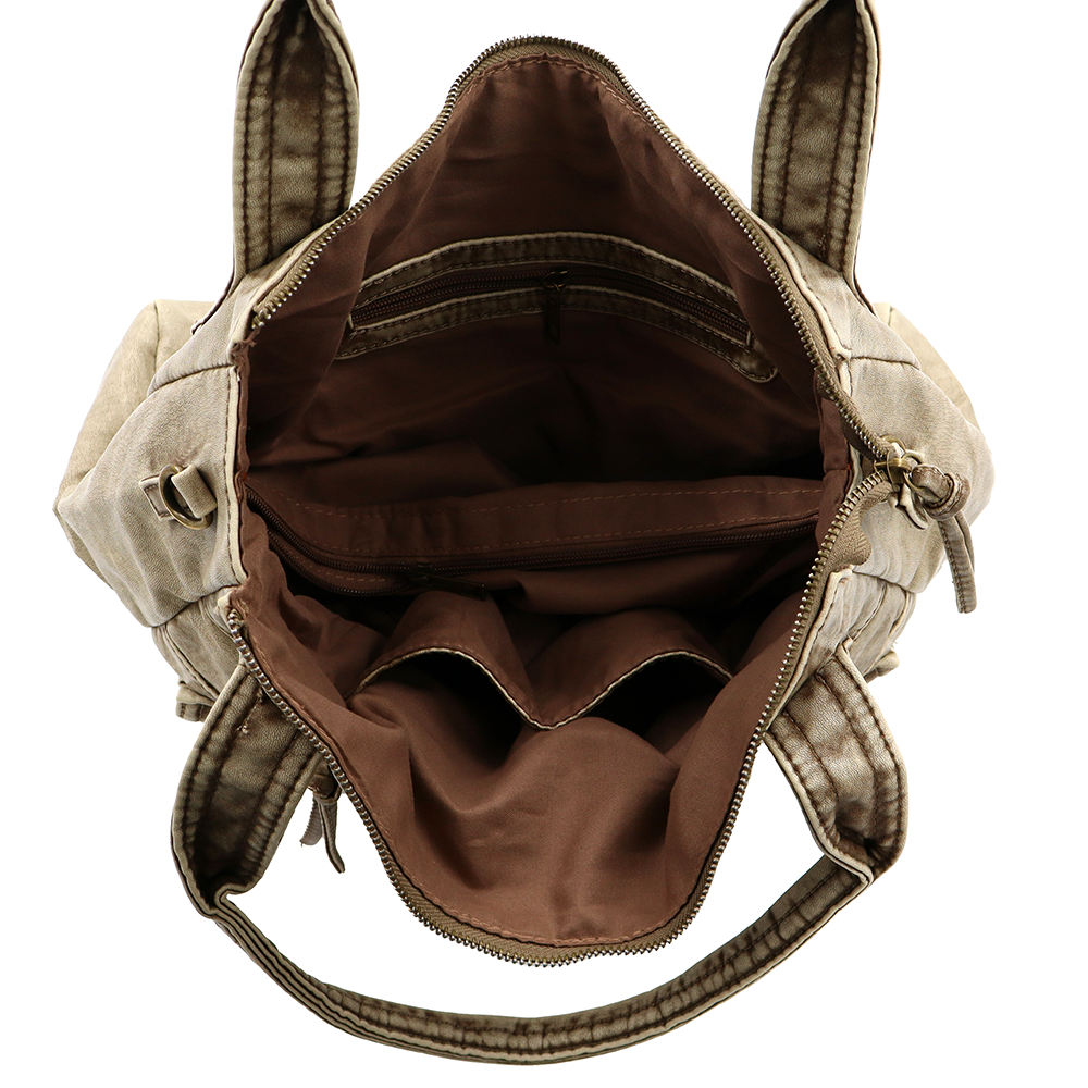 Nagy méretű női táska, vintage hatású – világosbarna