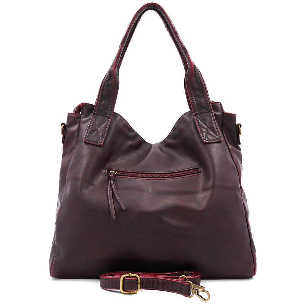 Nagy méretű női táska, vintage hatású – bordó