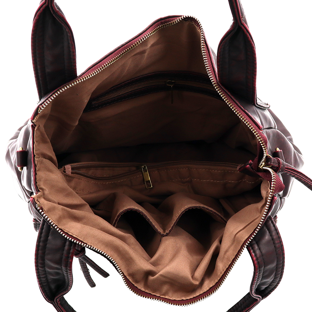 Nagy méretű női táska, vintage hatású – bordó