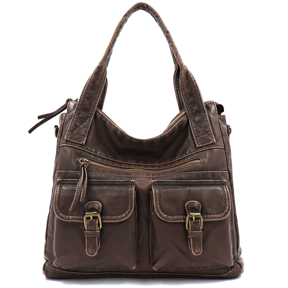 Nagy méretű női táska, vintage hatású – barna