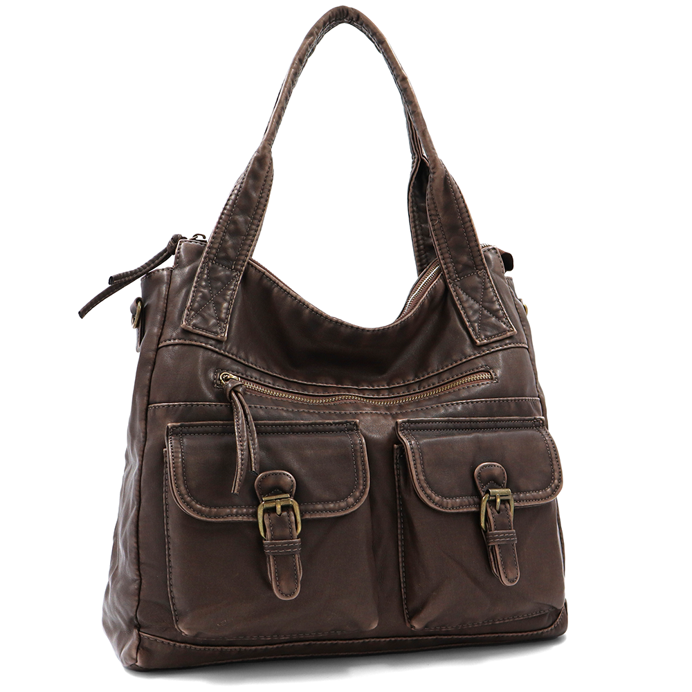 Nagy méretű női táska, vintage hatású – barna