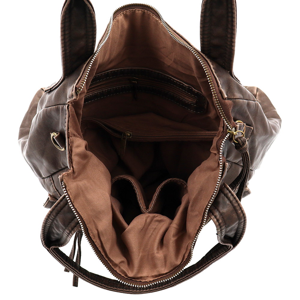 Nagy méretű női táska, vintage hatású – barna