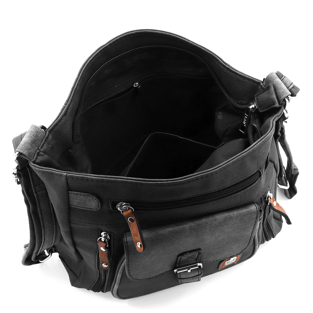 2 az 1-ben – táska és hátizsák sok zsebbel – fekete/szürke