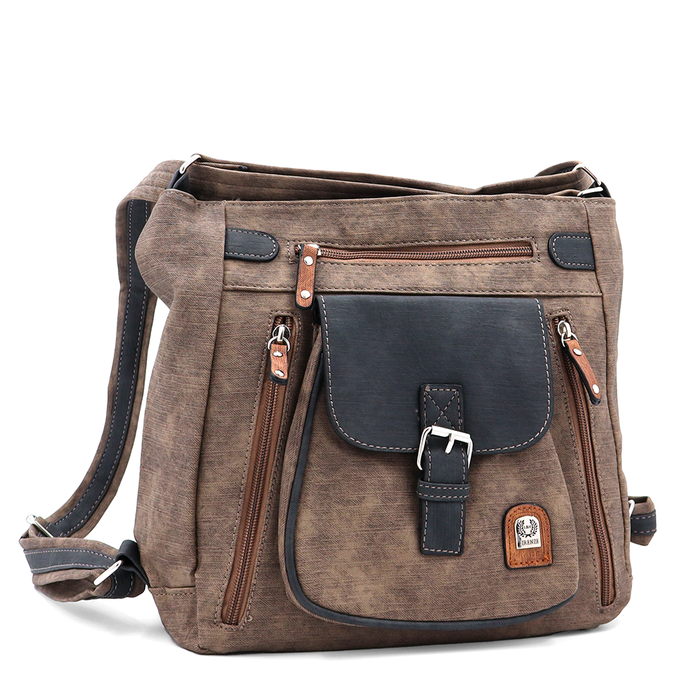 2 az 1-ben – táska és hátizsák sok zsebbel – világosbarna