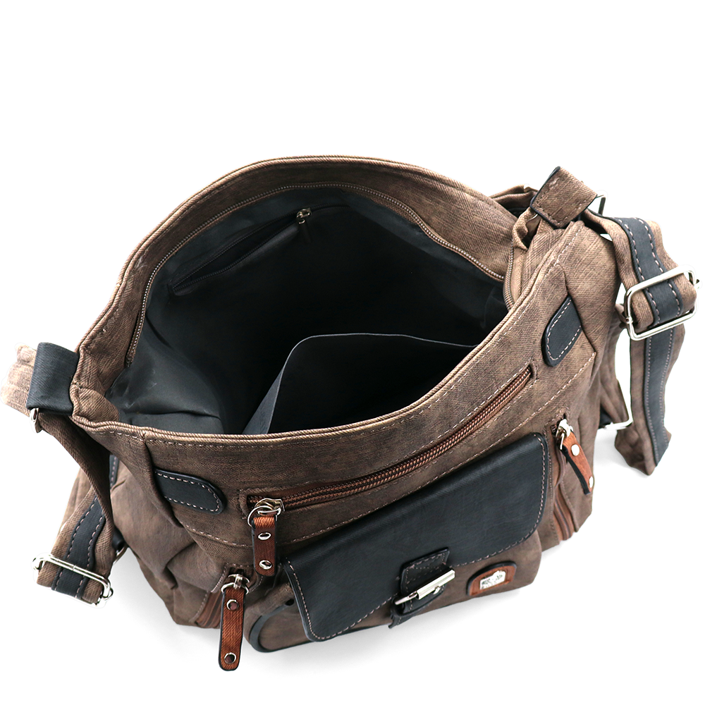 2 az 1-ben – táska és hátizsák sok zsebbel – világosbarna