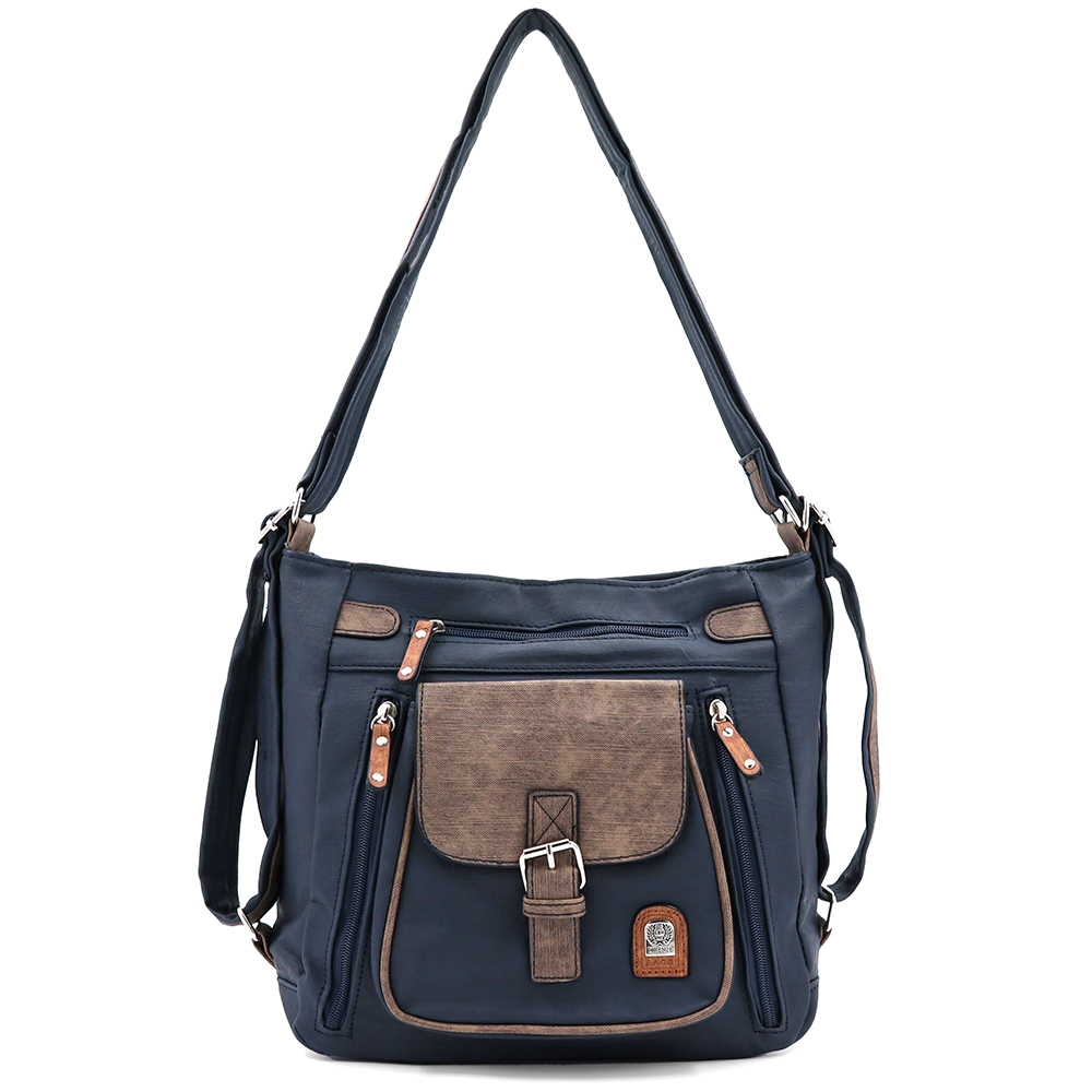 2 az 1-ben – táska és hátizsák sok zsebbel – sötétkék