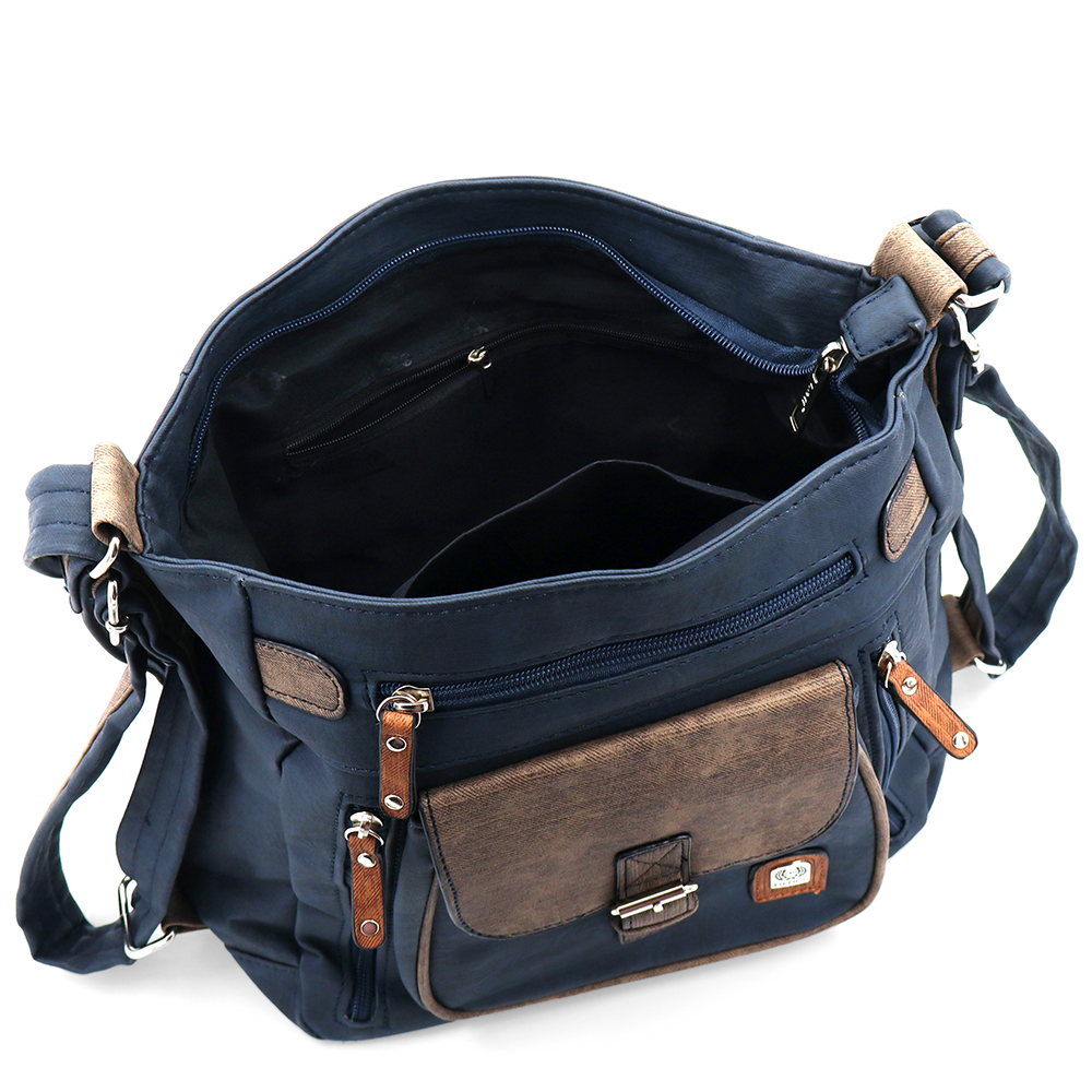 2 az 1-ben – táska és hátizsák sok zsebbel – sötétkék