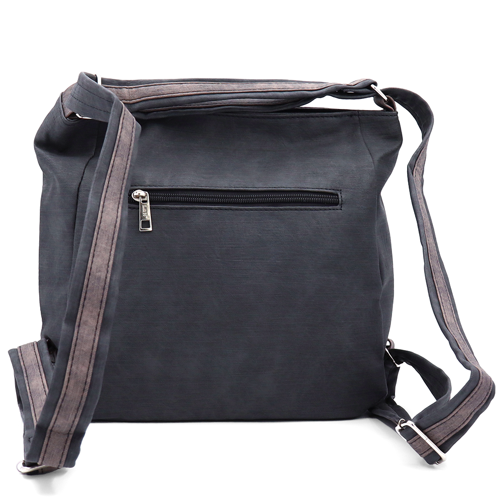 2 az 1-ben – táska és hátizsák sok zsebbel – fekete/világosbarna