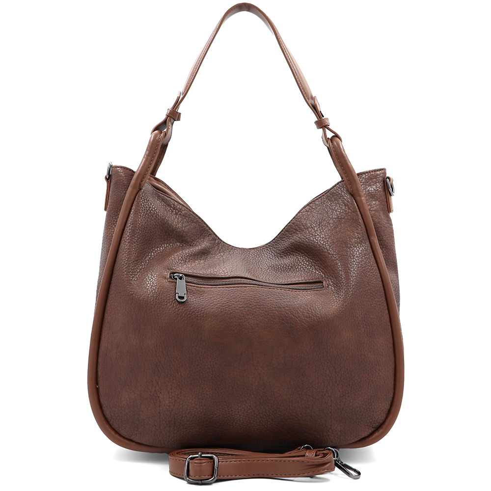 Nagy méretű női táska, kígyóbőr mintás – világosbarna