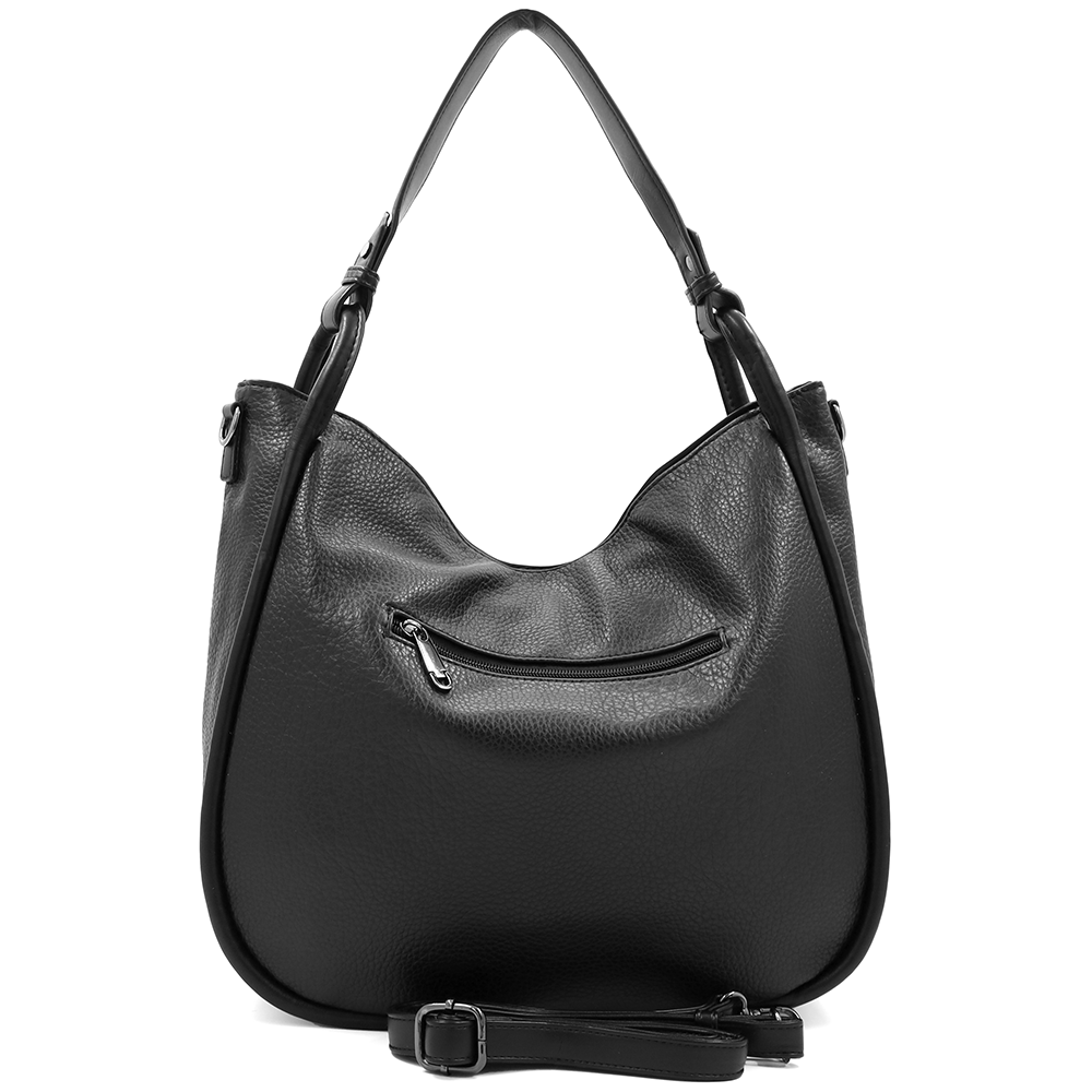 Nagy méretű női táska, kígyóbőr mintás – fekete