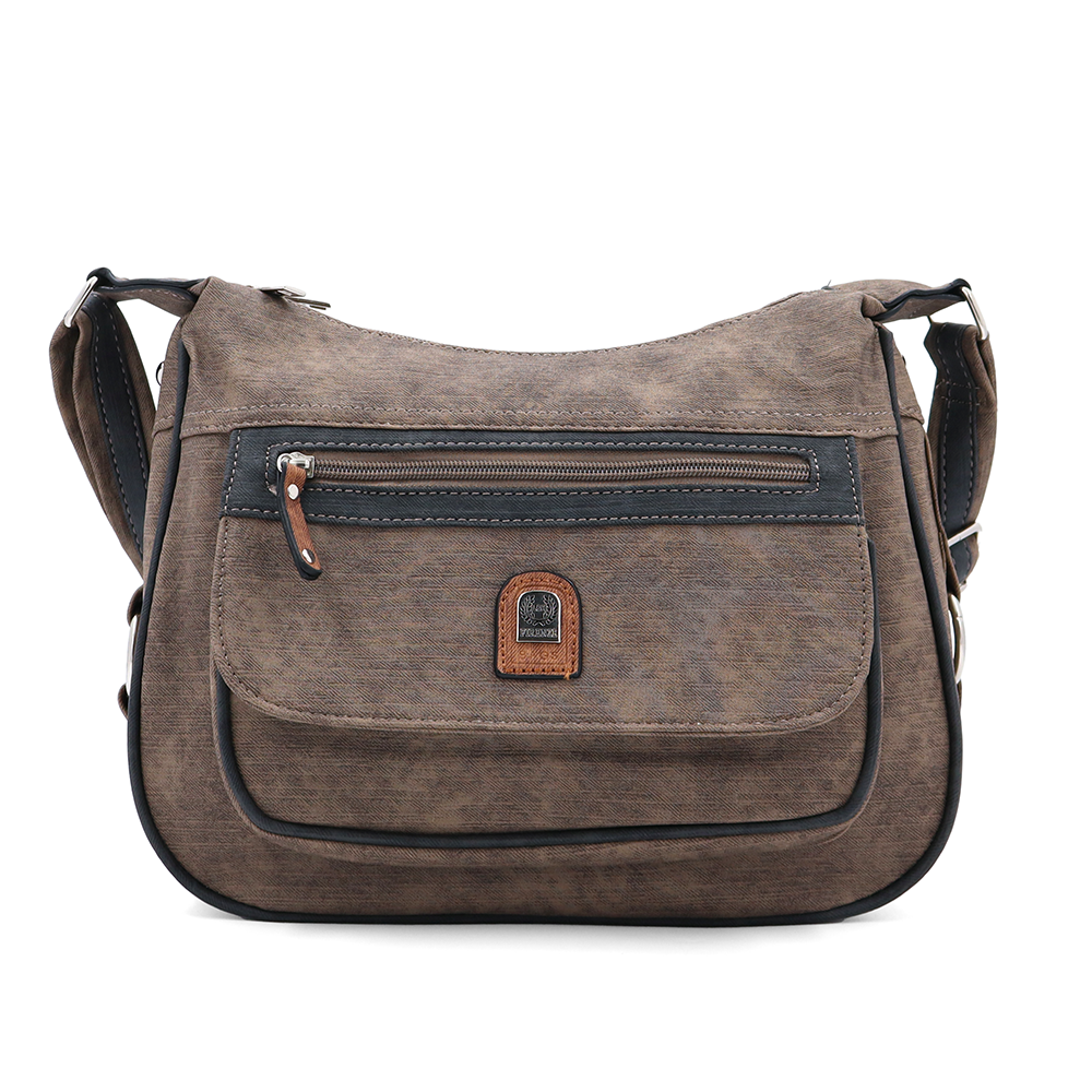 Kétrekeszes női válltáska – világosbarna