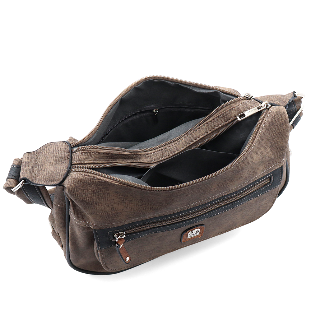 Kétrekeszes női válltáska – világosbarna