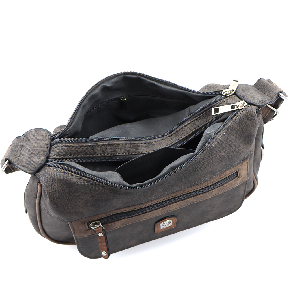 Kétrekeszes női válltáska – szürke