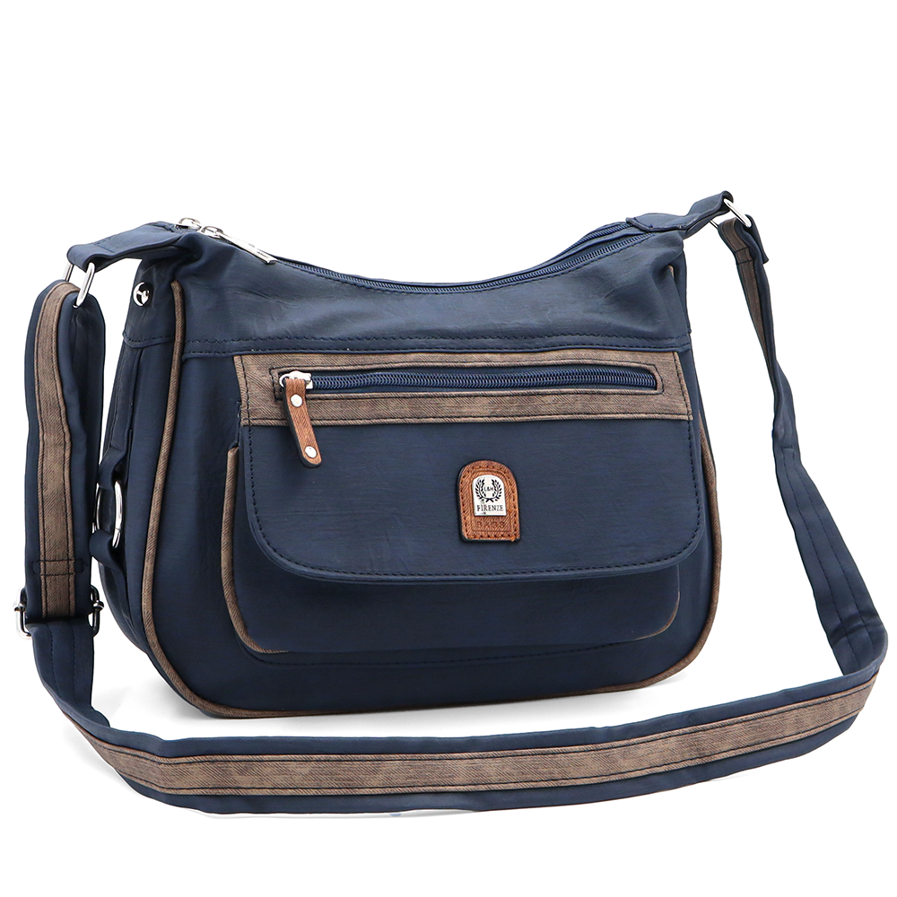 Kétrekeszes női válltáska – sötétkék