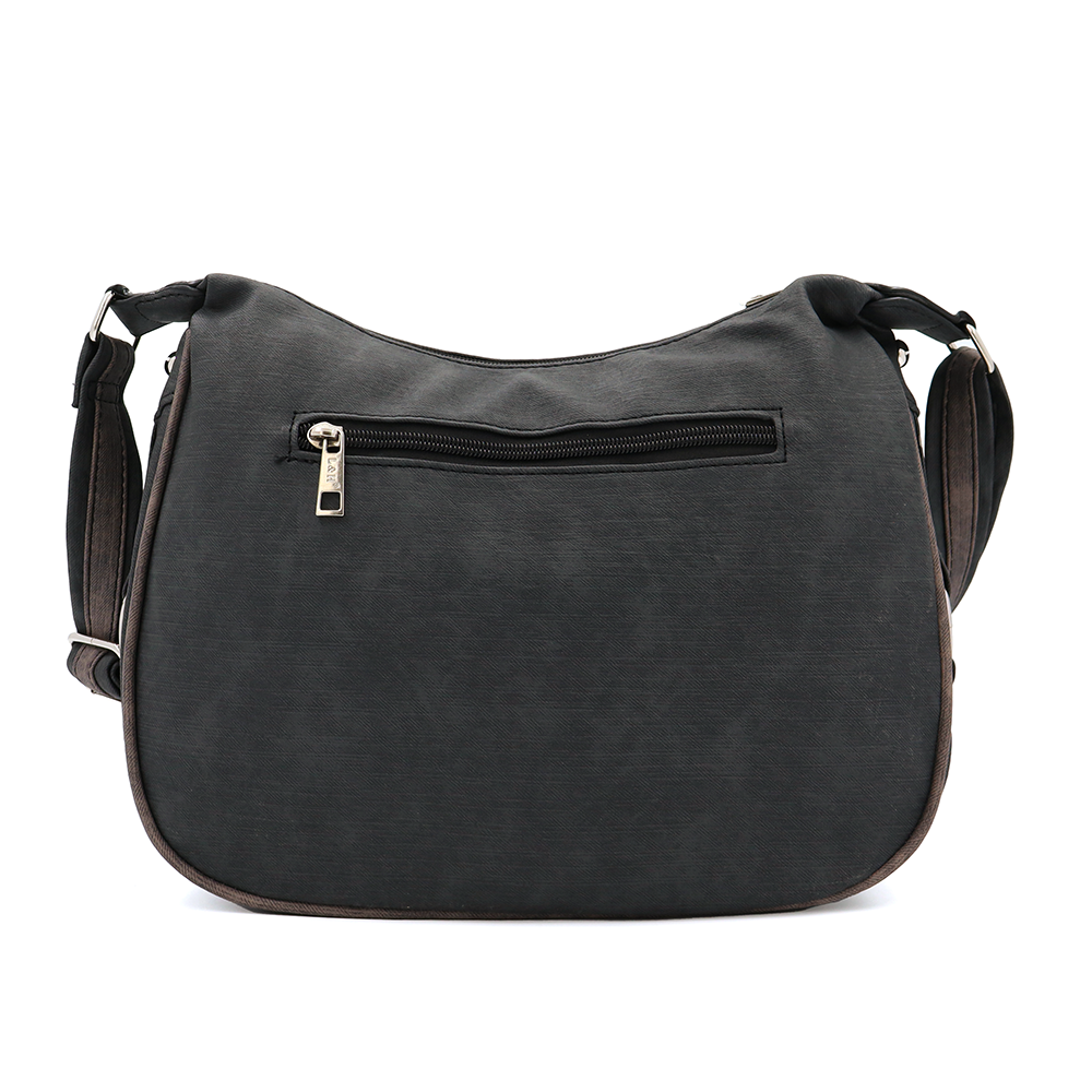 Kétrekeszes női válltáska – fekete/világosbarna