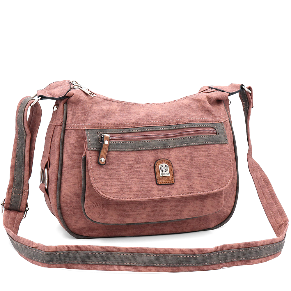 Kétrekeszes női válltáska – rózsaszín