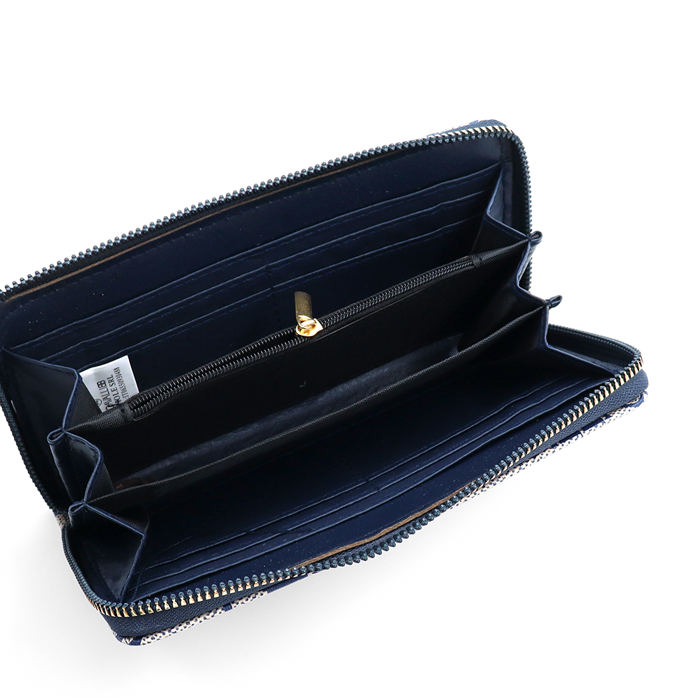 Nagy méretű női pénztárca mintával – bézs/kék