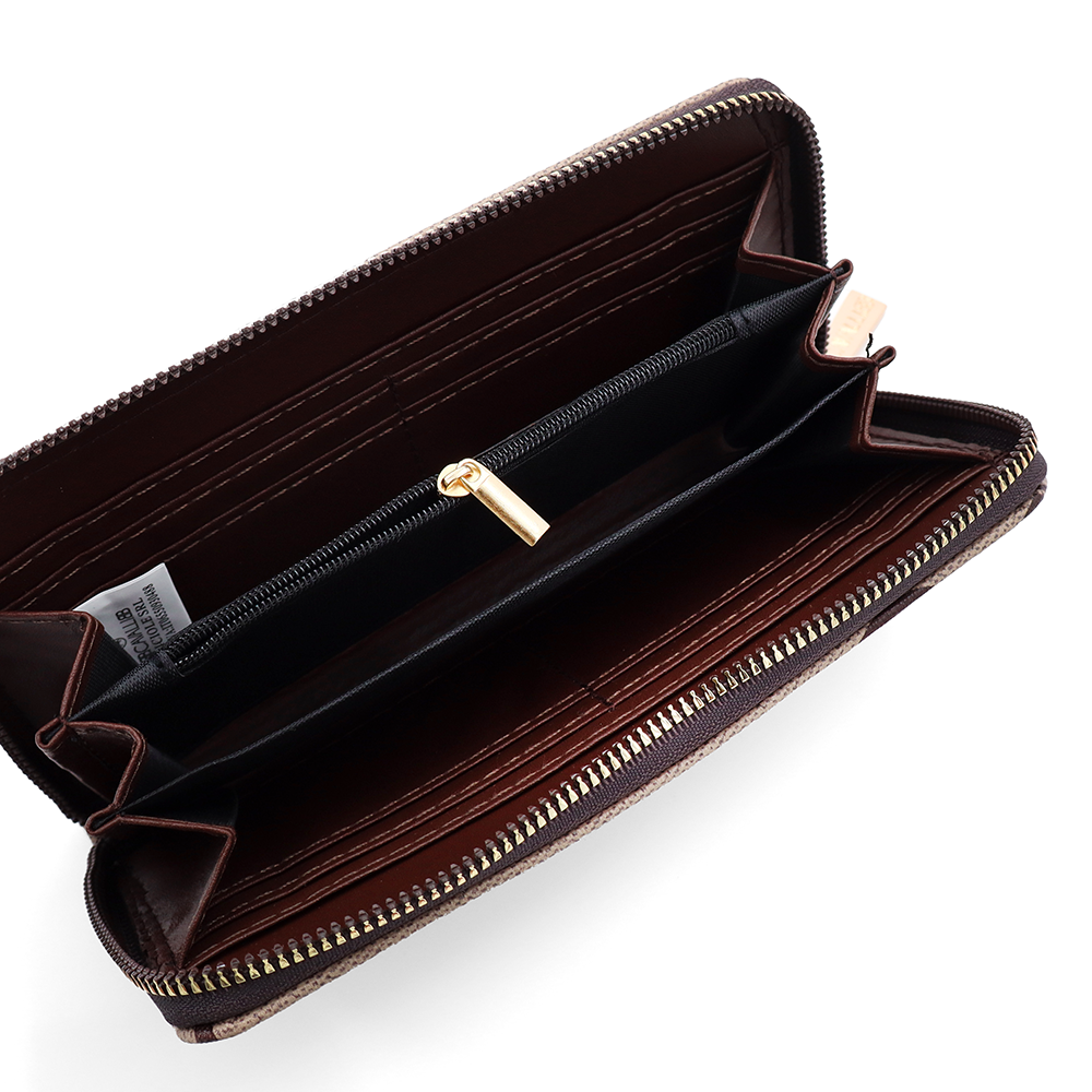 Nagy méretű női pénztárca mintával – világosbarna