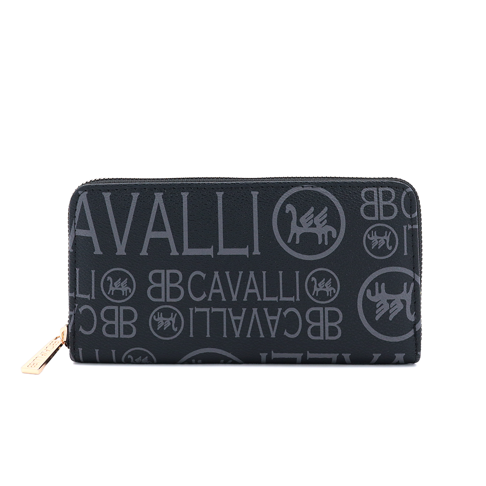 Nagy méretű női pénztárca mintával – fekete