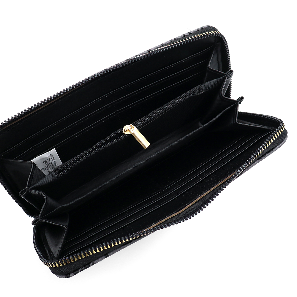 Nagy méretű női pénztárca mintával – szürke