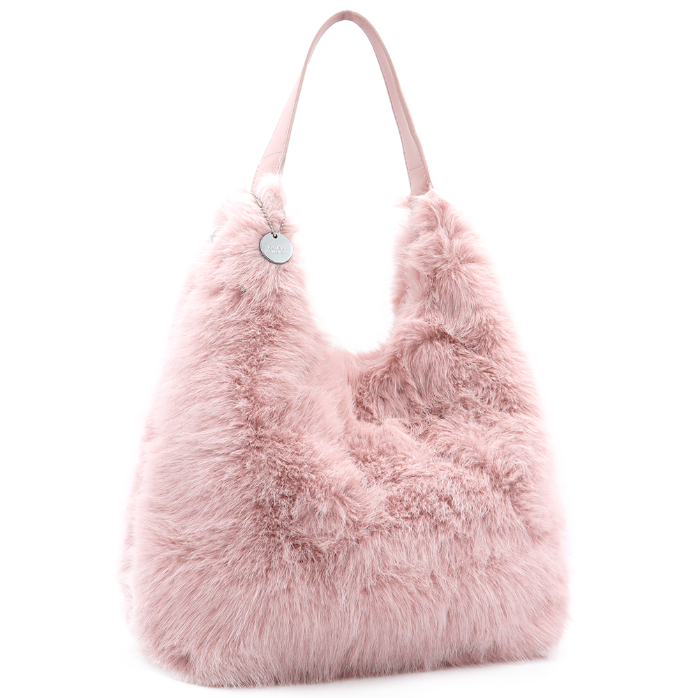 Nagy női táska típusú táska plüssből – rózsaszín