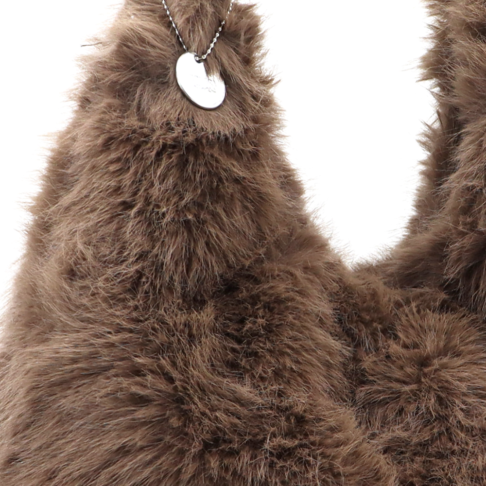 Nagy női táska típusú táska plüssből – sötétbarna