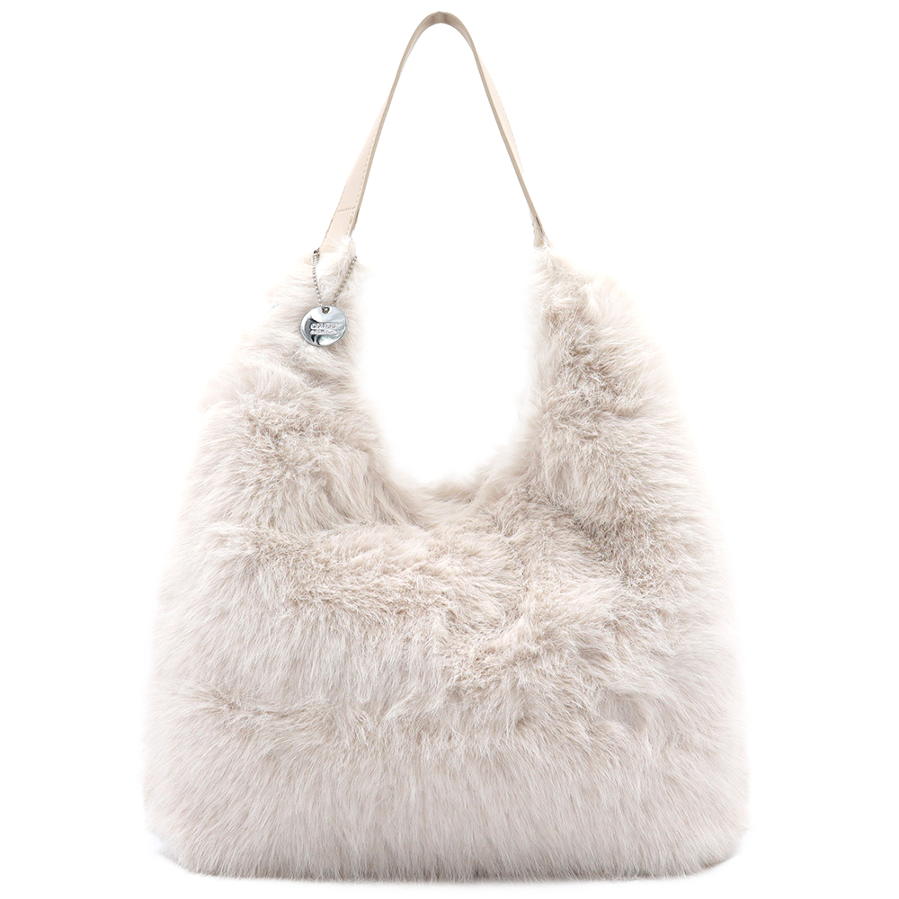 Nagy női táska típusú táska plüssből – bézs