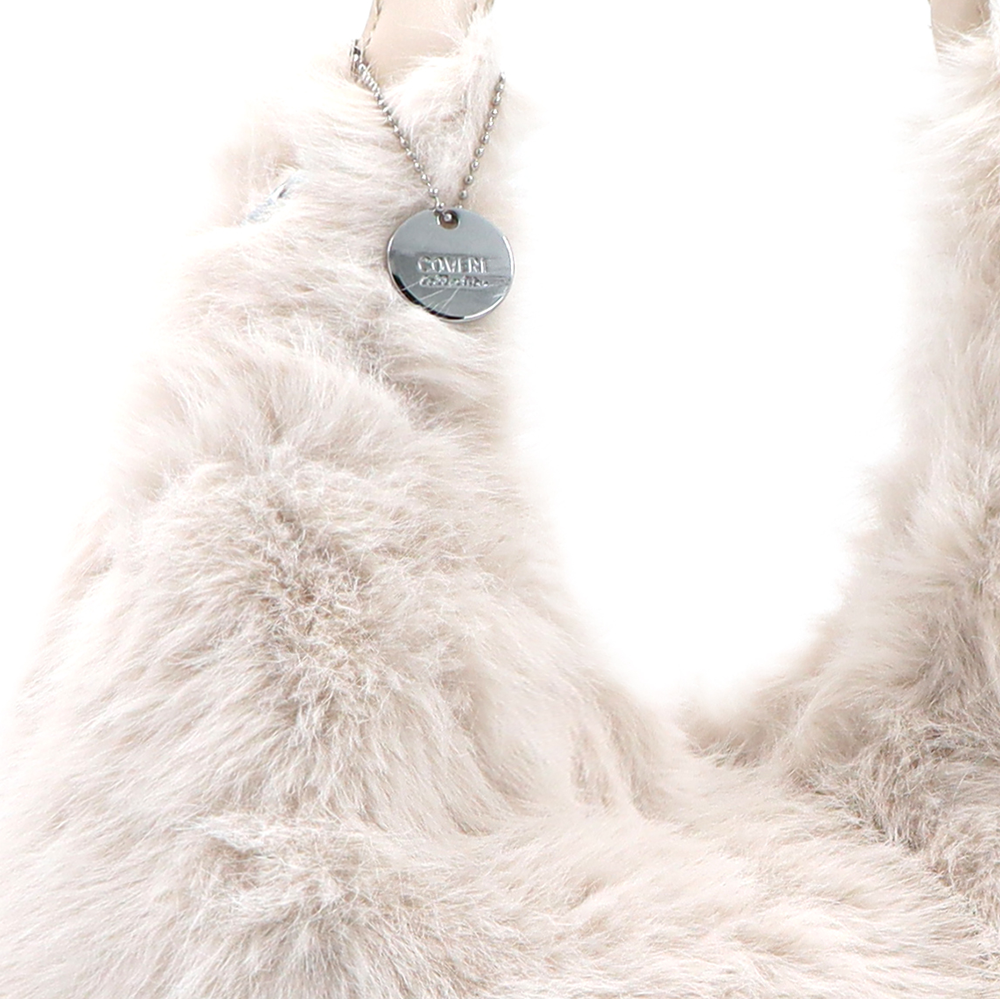 Nagy női táska típusú táska plüssből – bézs