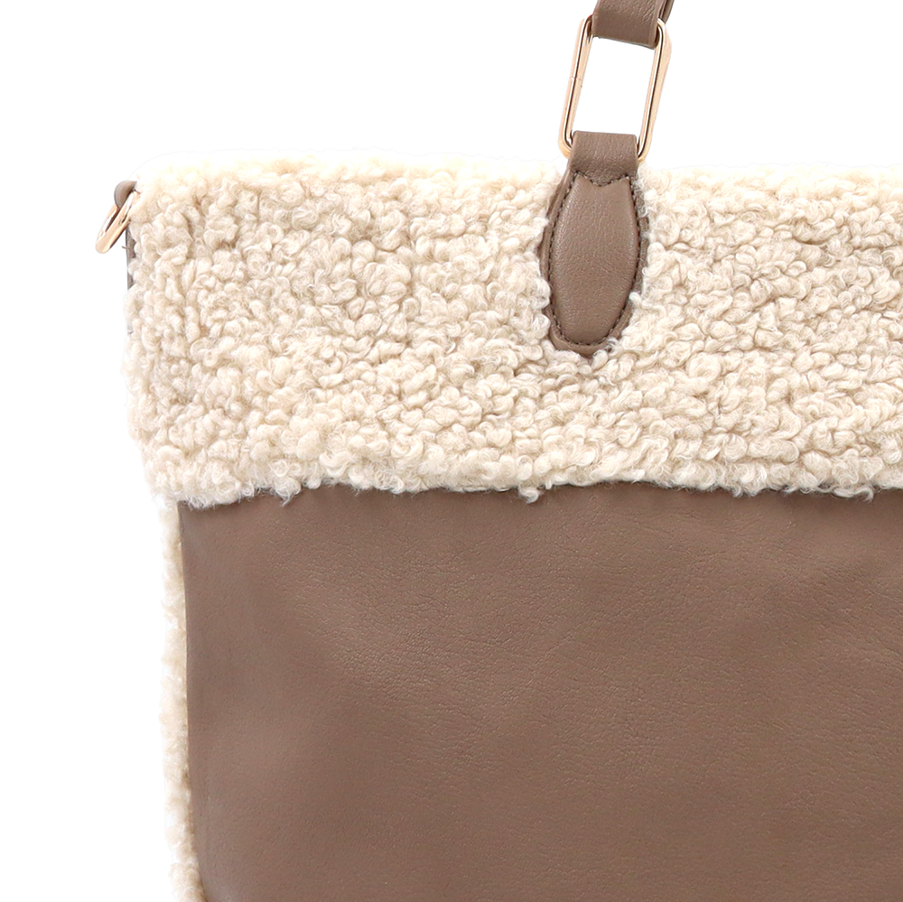 Nagy női plüss táska – világosbarna